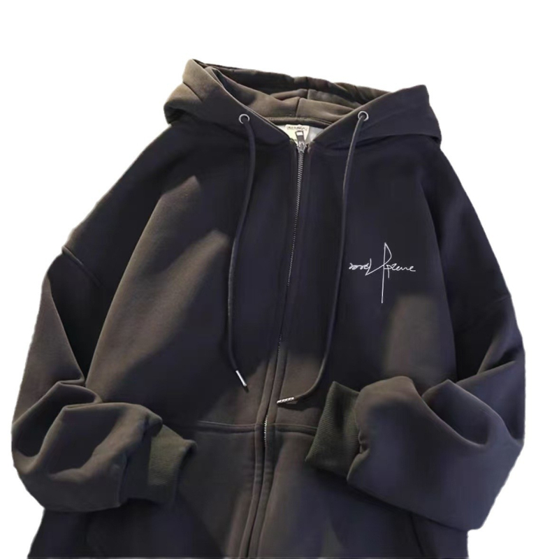 Férfi pulóverdzseki, új, lusta stílus, 2024-es új, kapucnis, téli, laza, mindenhez illő dizájnú, Sense kardigán, divatos márka