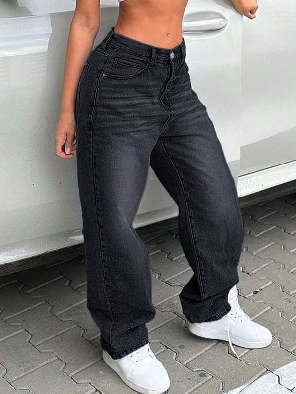 Határokon átnyúló európai és amerikai divatos, alacsony derekú, szexi, egyenes szárú, bő, mosott retró kék női farmernadrág, divatos és sokoldalú.