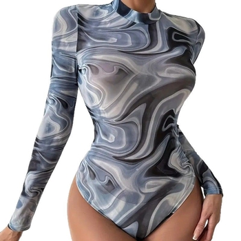 Europos ir Jungtinių Valstijų tarpvalstybinis karštųjų pavasarių ir vasaros naujas gradientinis spalvų 3D skaitmeninis spausdinimas moterims ilgomis rankovėmis vientisas maudymosi kostiumėlis