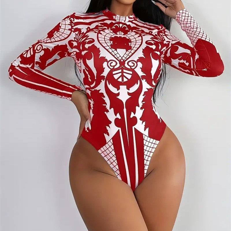 Europos ir Jungtinių Valstijų tarpvalstybinis karštųjų pavasarių ir vasaros naujas gradientinis spalvų 3D skaitmeninis spausdinimas moterims ilgomis rankovėmis vientisas maudymosi kostiumėlis