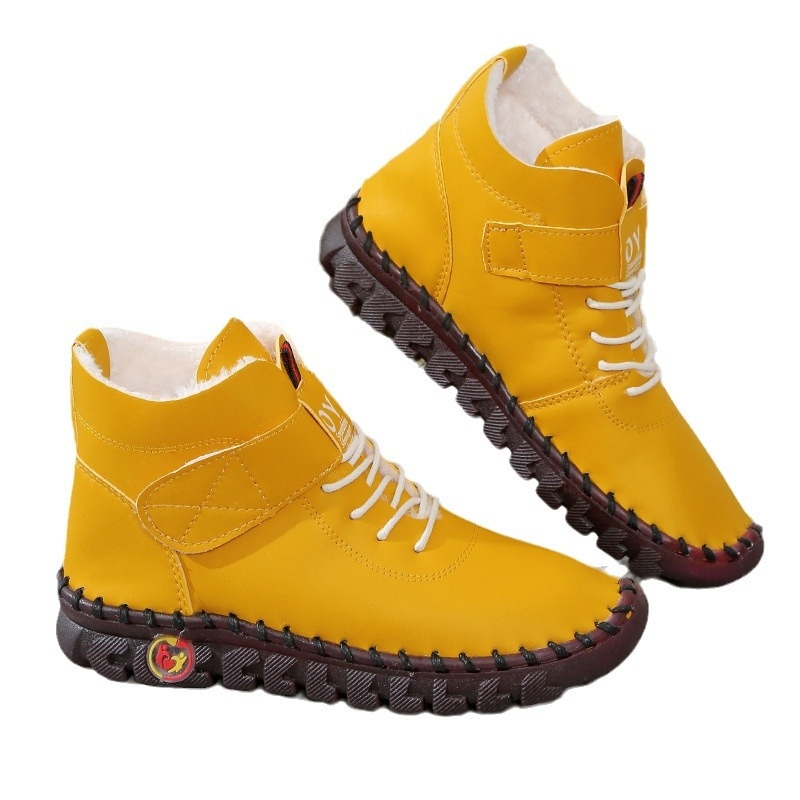 Pantofi de damă cusute manual, cu explozii transfrontaliere, pantofi de bumbac de top, pantofi casual de iarnă, căptușiți cu fleece, caldi, cu talpă moale, antiderapanți, pantofi de mamă