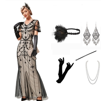 Vanjska trgovina Europa i Sjedinjene Države 1920-ih Gatsby vintage haljina sa šljokicama, modna luksuzna haljina s kratkim rukavima za banket, večernja haljina