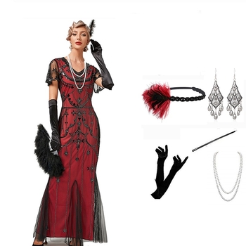 Vanjska trgovina Europa i Sjedinjene Države 1920-ih Gatsby vintage haljina sa šljokicama, modna luksuzna haljina s kratkim rukavima za banket, večernja haljina