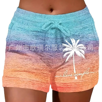 Külkereskedelmi divatos női nyári húzózsinóros rövidnadrág, kényelmes sportruházat, lezser rövidnadrág, rugalmas zsebbel, színben illő rövidnadrág
