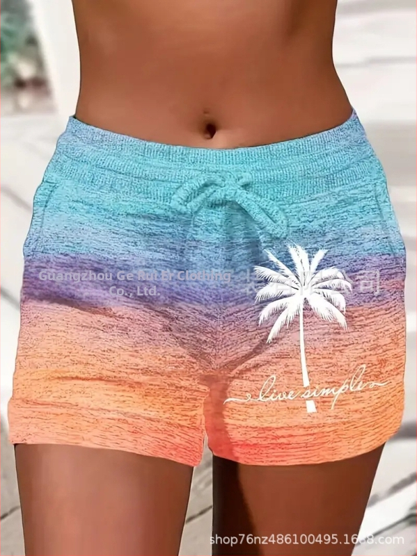 Külkereskedelmi divatos női nyári húzózsinóros rövidnadrág, kényelmes sportruházat, lezser rövidnadrág, rugalmas zsebbel, színben illő rövidnadrág