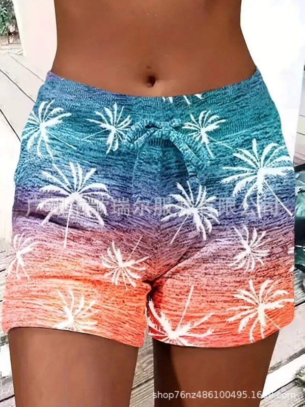 Külkereskedelmi divatos női nyári húzózsinóros rövidnadrág, kényelmes sportruházat, lezser rövidnadrág, rugalmas zsebbel, színben illő rövidnadrág