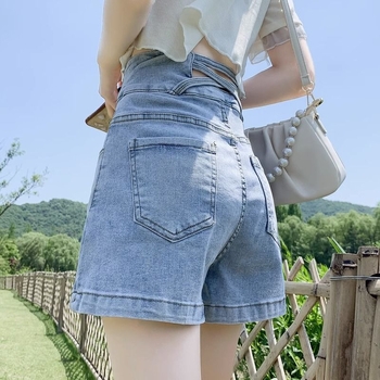 Nyári szupermagas derekú farmernadrág, női karcsúsított, húst takaró, melltartós dizájn, édes és fűszeres stílus, A-karakteres internetes hírességek sült utcai nadrágja