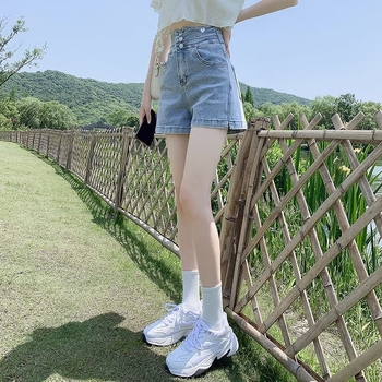 Nyári szupermagas derekú farmernadrág, női karcsúsított, húst takaró, melltartós dizájn, édes és fűszeres stílus, A-karakteres internetes hírességek sült utcai nadrágja