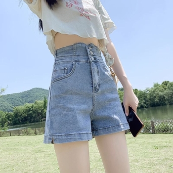 Nyári szupermagas derekú farmernadrág, női karcsúsított, húst takaró, melltartós dizájn, édes és fűszeres stílus, A-karakteres internetes hírességek sült utcai nadrágja