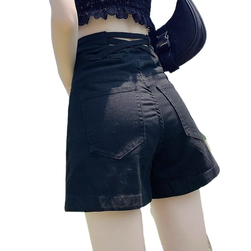 Nyári szupermagas derekú farmernadrág, női karcsúsított, húst takaró, melltartós dizájn, édes és fűszeres stílus, A-karakteres internetes hírességek sült utcai nadrágja