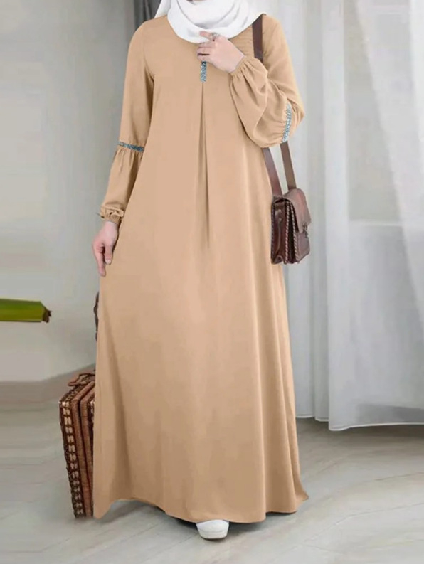 Közel-keleti sutter arab divat hosszú ujjú abaya ruha alkalmi flitteres napruha ruházat