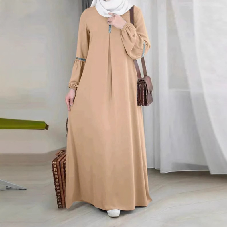 Közel-keleti sutter arab divat hosszú ujjú abaya ruha alkalmi flitteres napruha ruházat