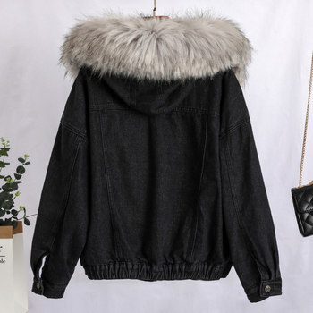 Real Shot Winter uus paksendatud plüüskraega teksajakk lahtine lühike sametist lambavillast puuvillapolsterdatud jakk naistele