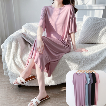 Modális rövid ujjú ruha Női nyári 2022 bő hálóing Kezdőlap Hálóing Hosszú ruha Nagy méretű vékony hálóing