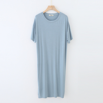 Φόρεμα με κοντό μανίκι Modal, Γυναικείο καλοκαιρινό νυχτικό 2022, Νυχτικό σπιτιού, Μακρύ φόρεμα, Μεγάλο μέγεθος, λεπτό νυχτικό
