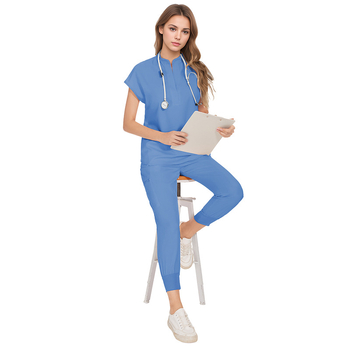 Nianqing ātri žūstošs ērts plāns mazgāšanas apģērbs bezpiedurkņu apkakles ārsta un medmāsas apģērba uzvalks skriešanai matēts uzvalks sievietēm