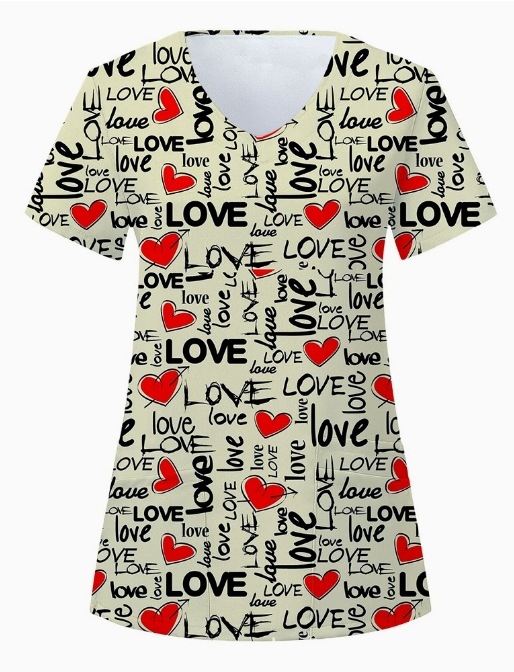 2024-es határokon átnyúló külkereskedelem 3D digitális nyomtatás divatos V-nyakú művészeti stílusú sorozat új ápolói ruhák akciós áron