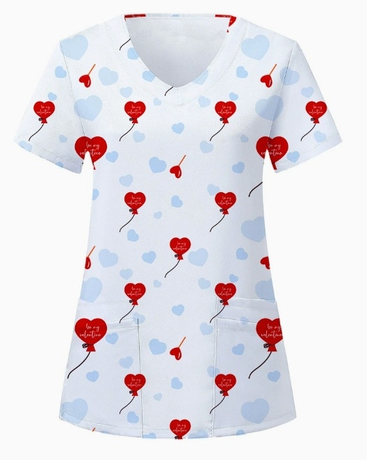 2024-es határokon átnyúló külkereskedelem 3D digitális nyomtatás divatos V-nyakú művészeti stílusú sorozat új ápolói ruhák akciós áron