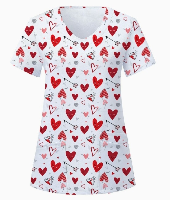 2024-es határokon átnyúló külkereskedelem 3D digitális nyomtatás divatos V-nyakú művészeti stílusú sorozat új ápolói ruhák akciós áron