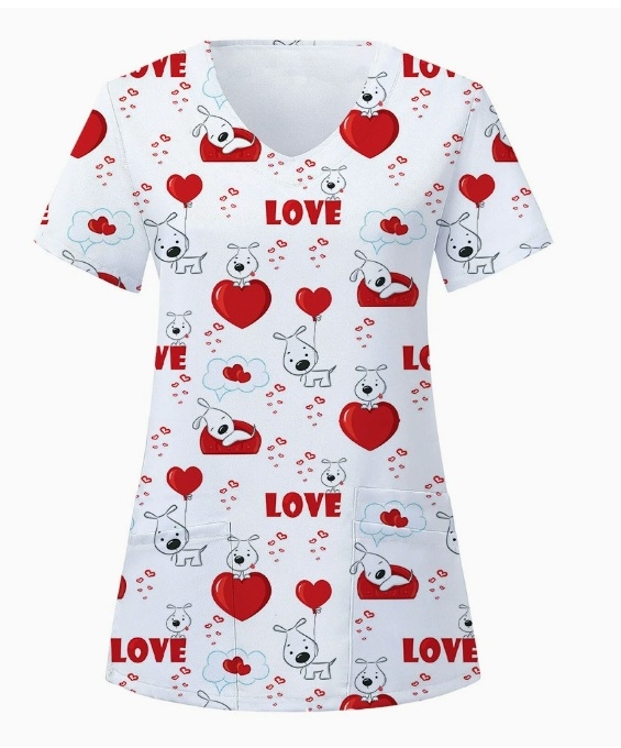 2024-es határokon átnyúló külkereskedelem 3D digitális nyomtatás divatos V-nyakú művészeti stílusú sorozat új ápolói ruhák akciós áron