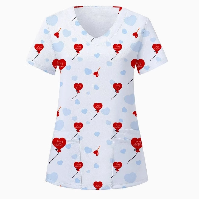 2024-es határokon átnyúló külkereskedelem 3D digitális nyomtatás divatos V-nyakú művészeti stílusú sorozat új ápolói ruhák akciós áron