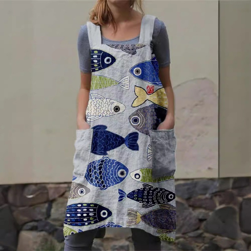 3D digitális nyomtatású retro halművészeti keresztpántos kötény egyszerű divat különböző színekben