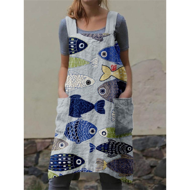 3D digitális nyomtatású retro halművészeti keresztpántos kötény egyszerű divat különböző színekben