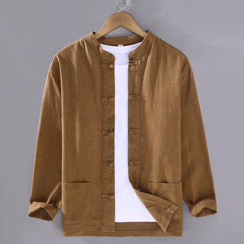 2309 Meeste Hiina stiilis puuvillane ja linane pikkade varrukatega Hiina stiilis pandlaga särk meeste meditatsiooniteerõivad Hiina riided
