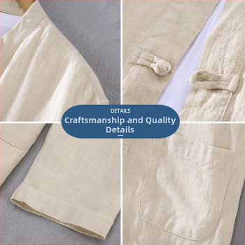 2309 Meeste Hiina stiilis puuvillane ja linane pikkade varrukatega Hiina stiilis pandlaga särk meeste meditatsiooniteerõivad Hiina riided