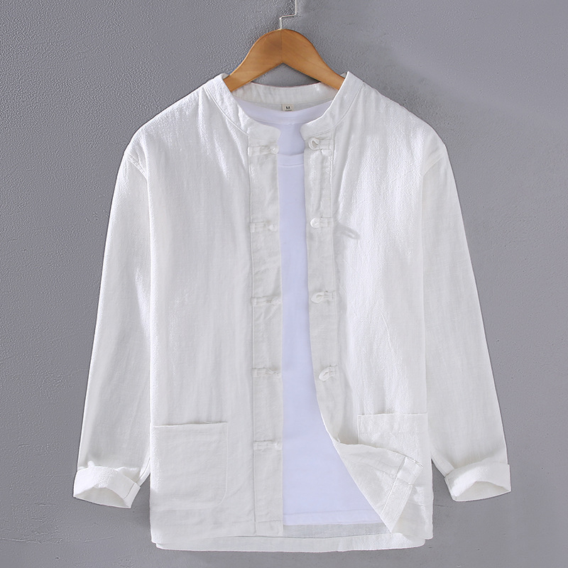 2309 Meeste Hiina stiilis puuvillane ja linane pikkade varrukatega Hiina stiilis pandlaga särk meeste meditatsiooniteerõivad Hiina riided