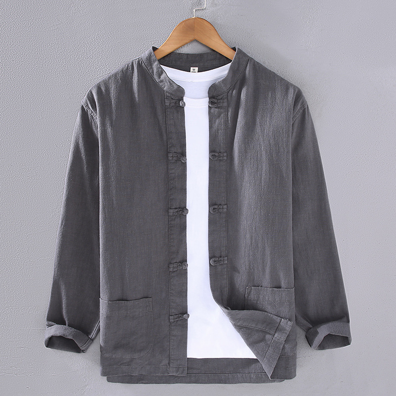 2309 Meeste Hiina stiilis puuvillane ja linane pikkade varrukatega Hiina stiilis pandlaga särk meeste meditatsiooniteerõivad Hiina riided