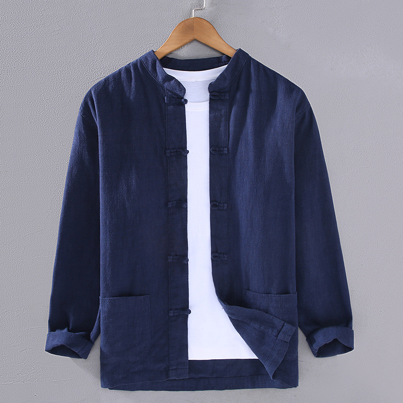 2309 Meeste Hiina stiilis puuvillane ja linane pikkade varrukatega Hiina stiilis pandlaga särk meeste meditatsiooniteerõivad Hiina riided