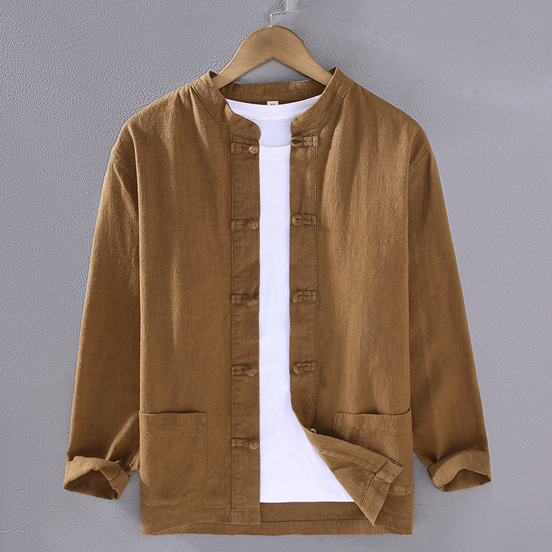 2309 Meeste Hiina stiilis puuvillane ja linane pikkade varrukatega Hiina stiilis pandlaga särk meeste meditatsiooniteerõivad Hiina riided