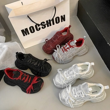 Pantofi sport casual pentru femei cu talpă groasă, cu talpă înaltă, din materiale europene, stil 2025, primăvara anului 2025