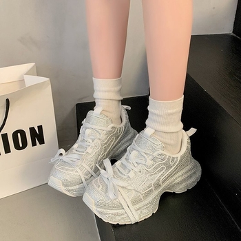 Pantofi sport casual pentru femei cu talpă groasă, cu talpă înaltă, din materiale europene, stil 2025, primăvara anului 2025