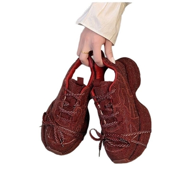 Pantofi sport casual pentru femei cu talpă groasă, cu talpă înaltă, din materiale europene, stil 2025, primăvara anului 2025