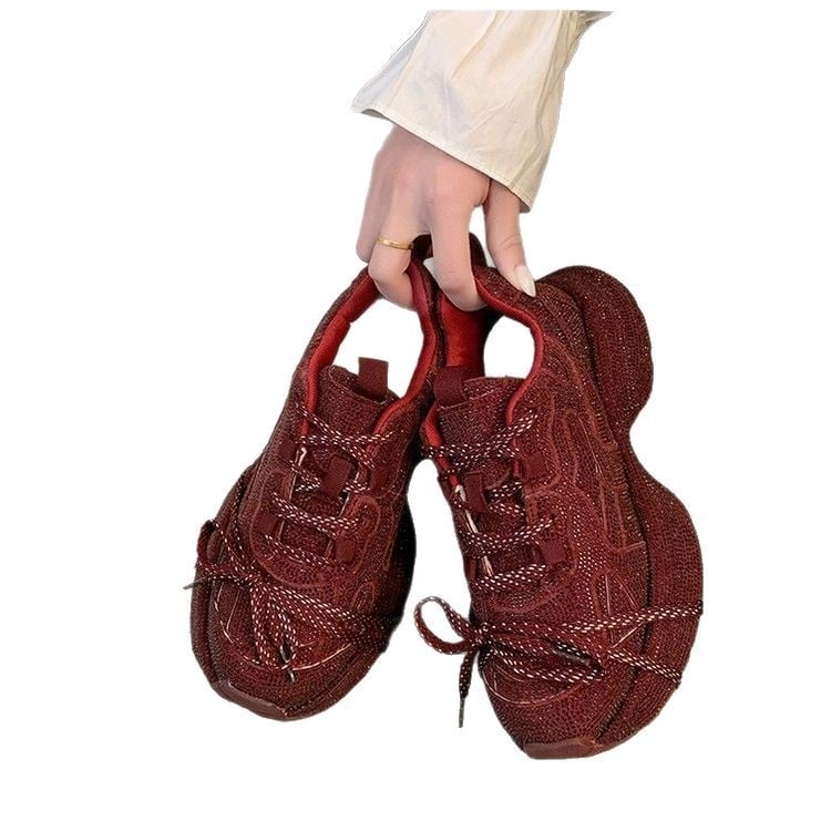 Pantofi sport casual pentru femei cu talpă groasă, cu talpă înaltă, din materiale europene, stil 2025, primăvara anului 2025