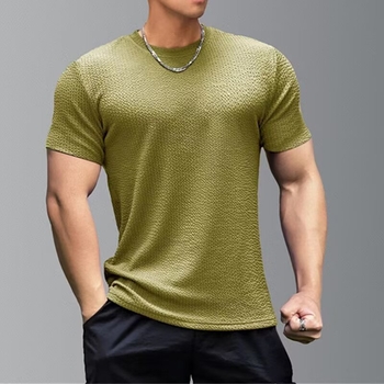 Férfi rövid ujjú, rugalmas, gyorsan száradó, amerikai stílusú futóruha, edzőruha, kosárlabda, fitneszruha, rövid ujjú, kerek nyakú, testhezálló felső.