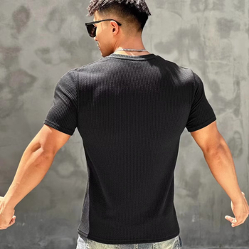 Férfi rövid ujjú, rugalmas, gyorsan száradó, amerikai stílusú futóruha, edzőruha, kosárlabda, fitneszruha, rövid ujjú, kerek nyakú, testhezálló felső.