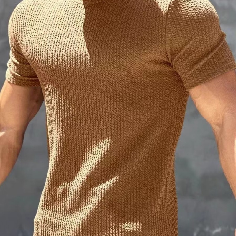 Férfi rövid ujjú, rugalmas, gyorsan száradó, amerikai stílusú futóruha, edzőruha, kosárlabda, fitneszruha, rövid ujjú, kerek nyakú, testhezálló felső.