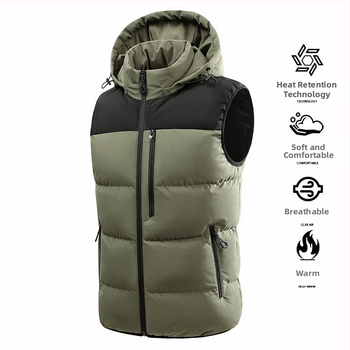 Rudens ir žiemos naujo stiliaus nuimamas gobtuvas vyriška šilta liemenė kontrastingos spalvos liemenė madinga be rankovių medvilninė striukė