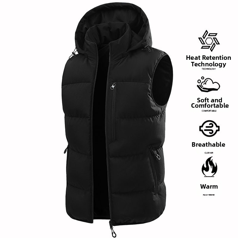 Rudens ir žiemos naujo stiliaus nuimamas gobtuvas vyriška šilta liemenė kontrastingos spalvos liemenė madinga be rankovių medvilninė striukė