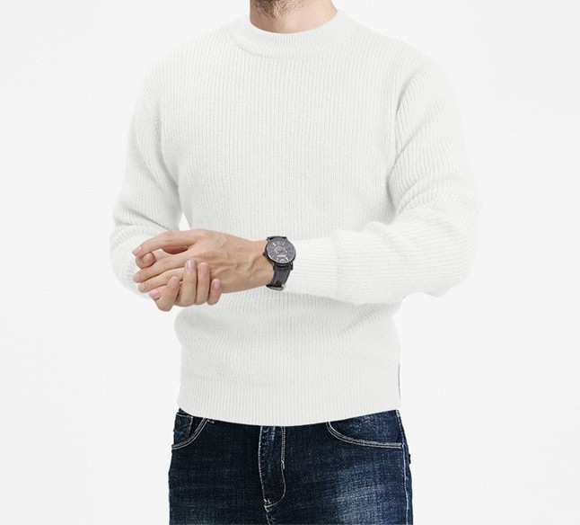 2023 Amazon European and American Explosions őszi és téli új férfi pulóver, kereknyakú, egyszínű, alkalmi, divatos kötött pulóver