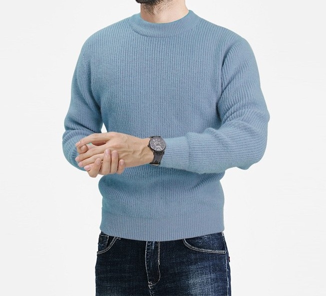 2023 Amazon European and American Explosions őszi és téli új férfi pulóver, kereknyakú, egyszínű, alkalmi, divatos kötött pulóver