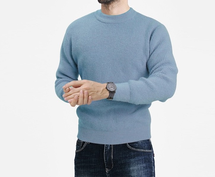 2023 Amazon European and American Explosions őszi és téli új férfi pulóver, kereknyakú, egyszínű, alkalmi, divatos kötött pulóver