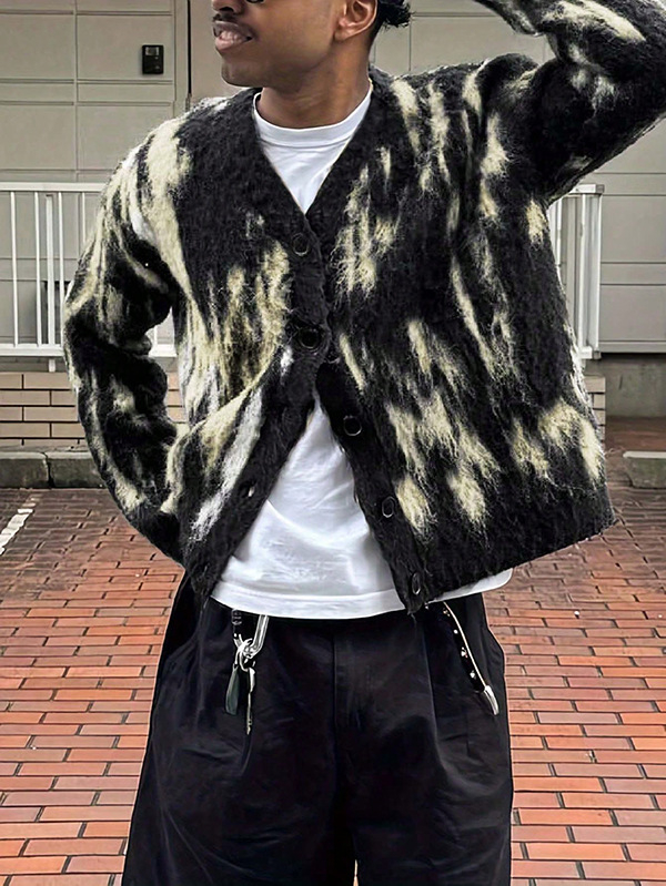 TEMU Xiyin Férfi Kötött Kardigán Mulatolor Színű Pulóver Határokon Átnyúló Mintával