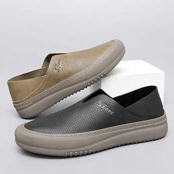 Άνοιξη 2023 Νέο στυλ Slip-on Δερμάτινα Κούφια Αναπνέοντα Ψαράδικα Παπούτσια Ελαφριά Παπούτσια Οδήγησης Καλύπτουν το Πόδι Lazy Casual Παπούτσια για Άνδρες