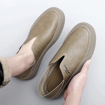 Άνοιξη 2023 Νέο στυλ Slip-on Δερμάτινα Κούφια Αναπνέοντα Ψαράδικα Παπούτσια Ελαφριά Παπούτσια Οδήγησης Καλύπτουν το Πόδι Lazy Casual Παπούτσια για Άνδρες