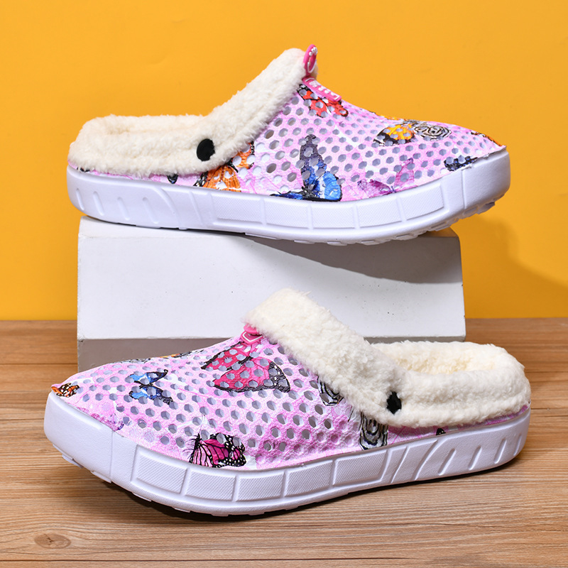 Naiste fliisvoodriga õõnesauguga kingad, kodune vabaaja suss, soojad puuvillased sussid, sügis- ja talvesussid, armsad liblikakujulised aiakingad