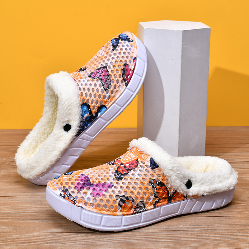 Naiste fliisvoodriga õõnesauguga kingad, kodune vabaaja suss, soojad puuvillased sussid, sügis- ja talvesussid, armsad liblikakujulised aiakingad